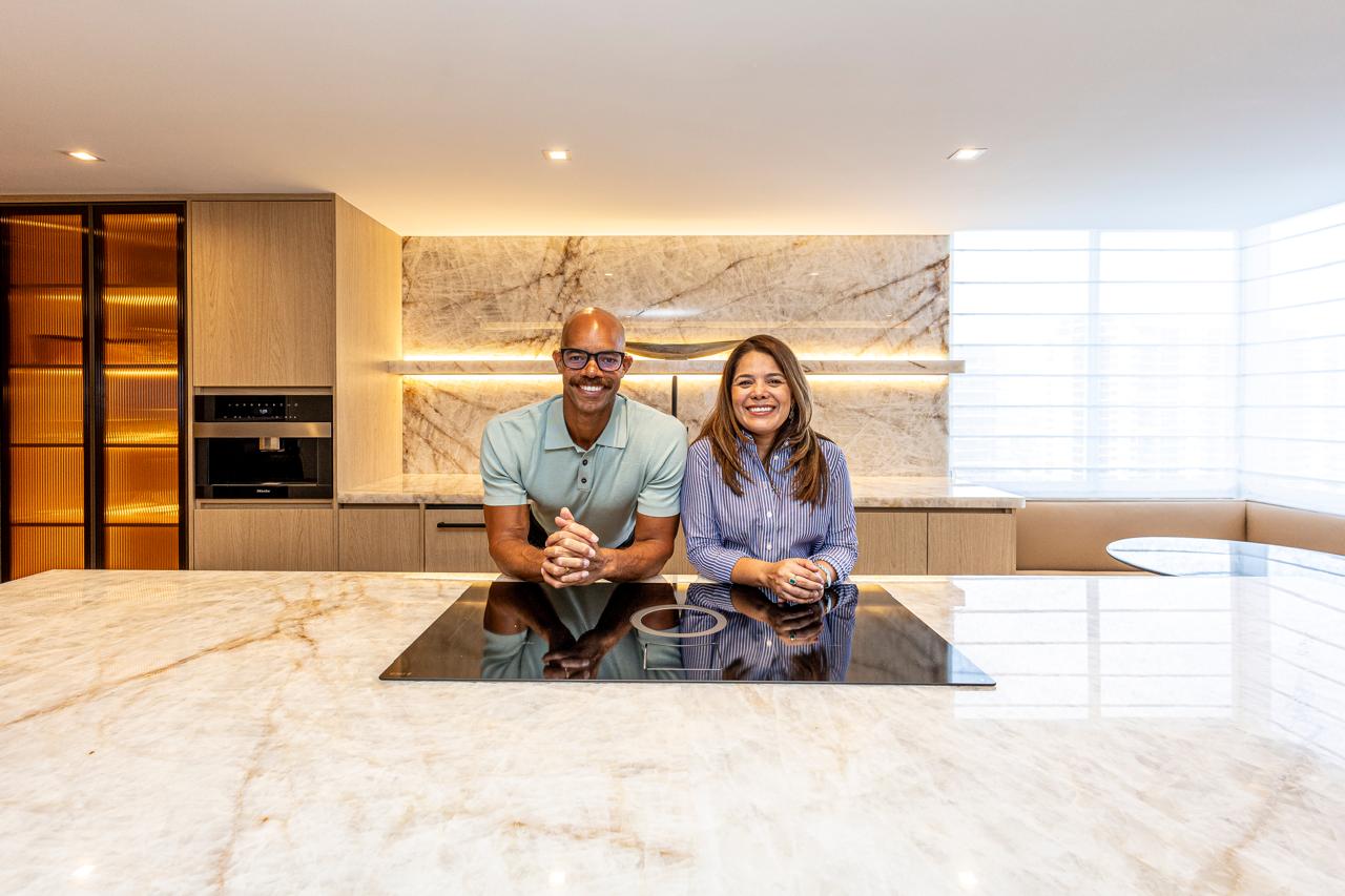 777 Bayshore 1503 — Homeowners in the finished kitchen